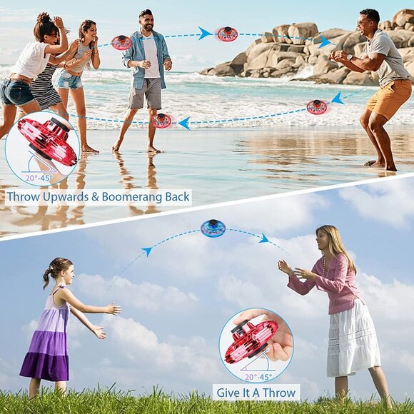 Flying Spinner Hover Toy UFO Boomerang Magic Mini Play Drone Spaceship, Kid Blue - Picture 4 of 5